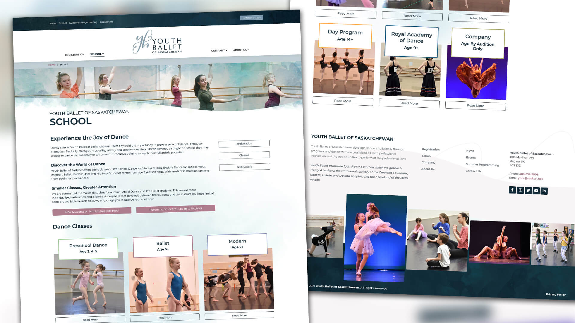 Youth Ballet of Saskatchewan, Website, Youth Ballet of Saskatchewan Website, Portfolio Image, 